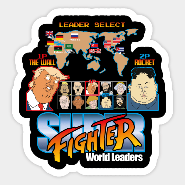 Super Fighter Trump Vs Kim Sticker by TEEWEB